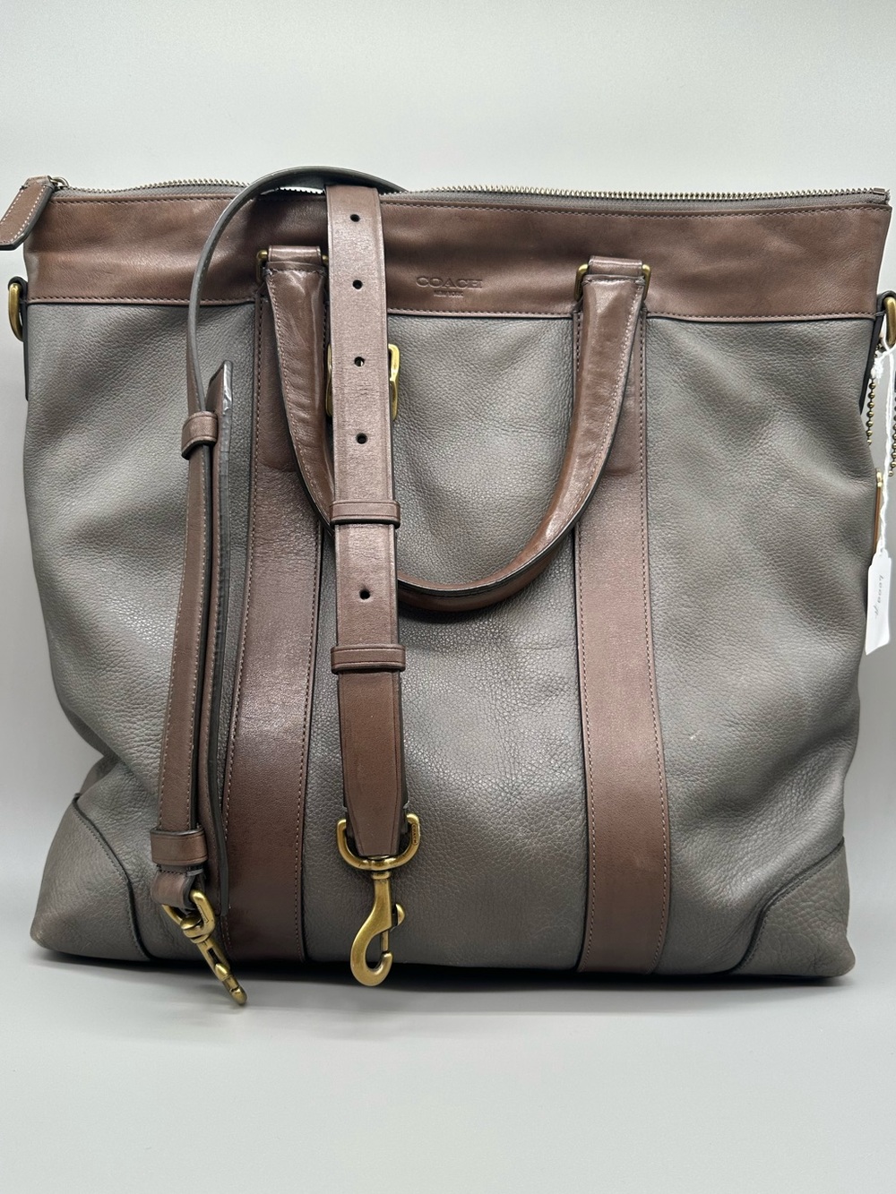 Coach Metropolitan Gray and Brown Leather Tote